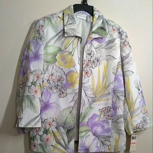 Alfred Dunner - Multicolored "Provence" Floral Open Front Jacket Women's Size 10